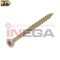 Medsraigčiai OSB plokštei, įleidžiama TORX galvele, plienas, geltonai cinkuoti Medsraigčiai OSB plokštei, įleidžiama TORX galvele, plienas, geltonai cinkuoti