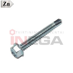 Savisriegiai į metalą DIN7504K, šešiakampe galvele, plienas, cinkuoti