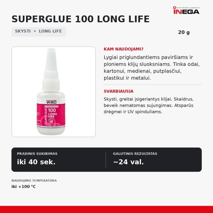 Momentiniai klijai Wiko SuperGlue Long Life Momentiniai klijai Wiko SuperGlue Long Life
